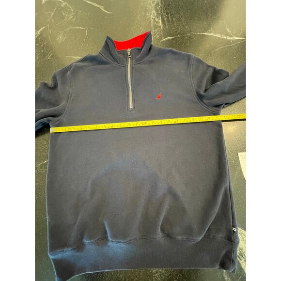 Nautica Navy and  Red 3/4 zip fleece lined sweatshirt Med. - Picture 11 of 12